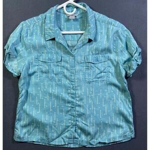 Ascent Shirt Top Womens Large Outdoor Casual Pocket Button Up Plaid Roll Tab Slv